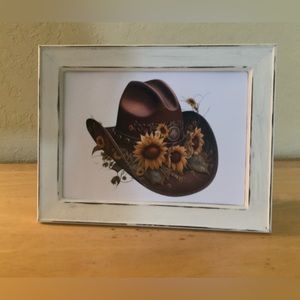 Farmhouse Sunflowers and cowboy hat picture 5x7 w/frame